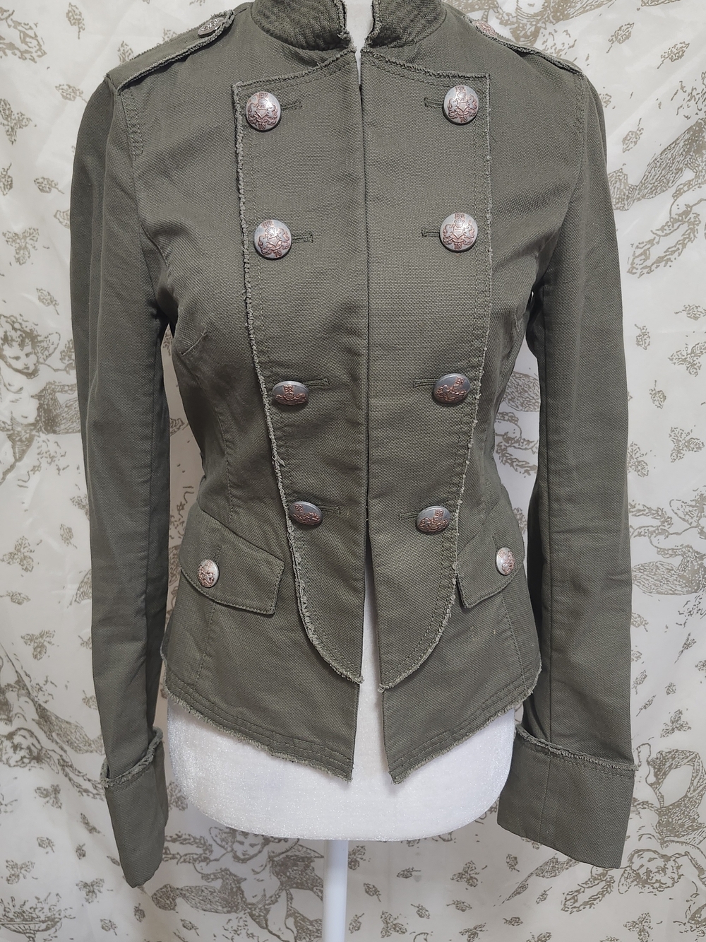 Vintage Banana Republic Heritage Military  Olive Green Band Blazer Jacket Sz 0